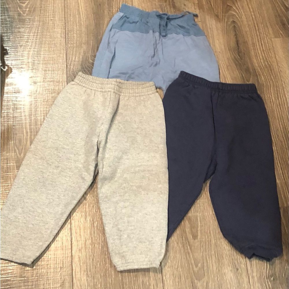 Kids Sweatpants Set Size 24 months Blue and Gray Bottoms Set 3 pcs